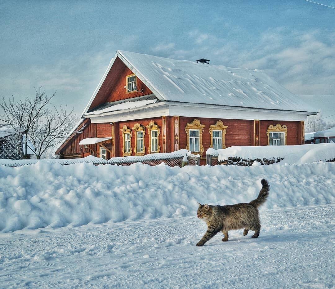 Зимний деревенский домик