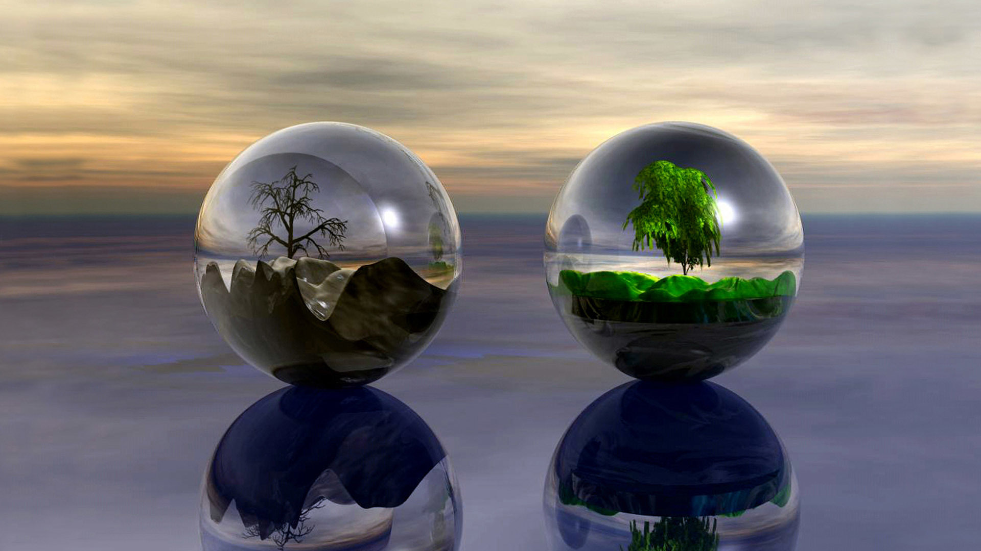 Субъективное отражение реальности. Равновесие в природе. Шар в природе. Природа в шаре.